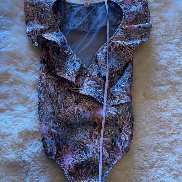 Original Victoria's Secret Dream Angel Shine Brocade Ruffle Bodysuit mesh back S - Picture 13 of 15
